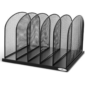 Safco Onyx Desk Organizer, 5 Tiered Vertical Compartments, Office and Classroom Mailbox , Paper and Mail Sorter, Steel Mesh, Black