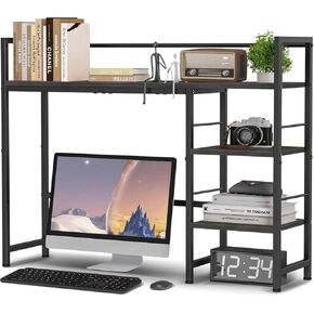 Desk Shelf, 38.5 Inch Desk Hutch for Computer Monitor, Computer Desktop Bookshelf Storage Rack Adjustable Desk Hutch Top Only, 3 Tier Desktop Hutch Organizer for Office Home, Rustic