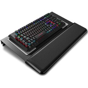 Computer Keyboard Stand with Wrist Rest & Storage Tray - Acrylic Keyboard Riser for Office Desk Accessories Decor, Ergonomic Keyboard Holder for Home Comfortable Typing - Fits All Keyboard Sizes
