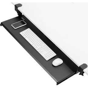 VIVO Extra Long Clamp-on Computer Keyboard and Mouse Under Desk Slider Tray, 34 x 11 inch Pull Out Platform Drawer, Rustic Vintage Brown, MOUNT-KB15EN