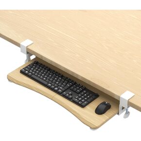 suptek Small Keyboard Tray Under Desk Pull Out with C Clamp Mount, Computer Keyboard & Mouse Tray, 20 (24.2 Including Clamps) x 11.8 inch Slide-Out Platform Computer Drawer for Typing, Black, DSF1S