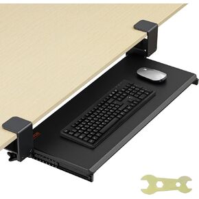 VEVOR Under-Desk Keyboard Tray, Adjustable for Height and Tilt, Slide-Out Design, Spacious 25x9.8 Inch Surface, Ideal for Home and Office Use