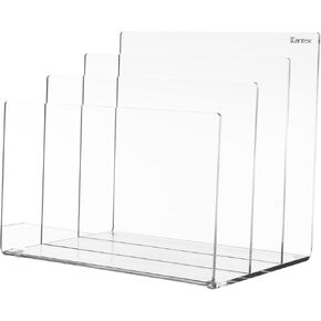 Kantek Clear Acrylic File Sorter, 3 Section Desk Collator, 8" x 6.5" x 7.6", Non-Skid Feet, Office Organizer, Desk Accessory
