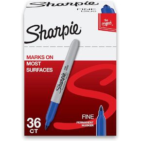 Sharpie Permanent Markers Bulk Set, Fine Tip Markers Set, Markers For Plastic, Metal, Wood, And More, Black, 36 Count
