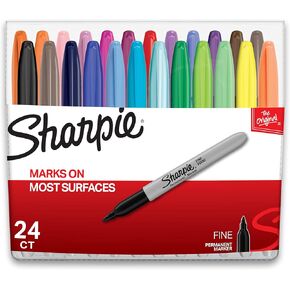 SHARPIE Permanent Markers, Quick Drying And Fade Resistant Fine Tip Marker Set For Wood, Plastic Paper, Metal, And More, Drawing, Coloring, And Poster Marker, Assorted Colors, 12 Count