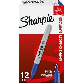 مجموعة علامات دائمة Sharpie ، تجفيف سريع وعلامة نقاط رفيعة مقاومة تتلاشى للخشب والبلاستيك والورق والمعادن والمزيد ، الرسم ، تلوين ، وعلامة الملصقات ، الأسود ، 12 العدد