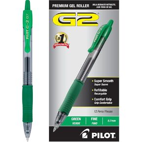Pilot, G2 Premium Gel Roller Pens, Fine Point 0.7 mm, Black, Pack of 12 (Dozen Box)