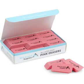 Blue Summit Supplies Pink Erasers, Bulk Erasers for Art, School, and Office Use, Classroom Set, 36 Pack