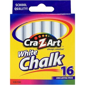 Cra-Z-Art Classroom Chalk, White, Pack Of 16 Pieces