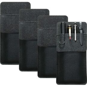 Outus 4 Pack Pocket Protector, Leather Pen Pouch Holder Organizer for Lab Coats/shirts/pen Note, Handmade Pencil Pocket Holder for Office Hospital Supplies