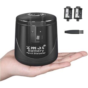 ZMOL Battery Operated Electric Pencil Sharpener, Quick Sharpener Pencil Sharpener, Portable Pencil Sharpener for Kids, for No.2/Color Pencils (6-8mm), School/Classroom/Office/Home/Black