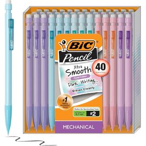 BIC Xtra-Smooth Mechanical Pencils with Erasers, Bright Edition Medium Point (0.7mm), 40-Count Pack, Bulk Mechanical Pencils for School or Office Supplies