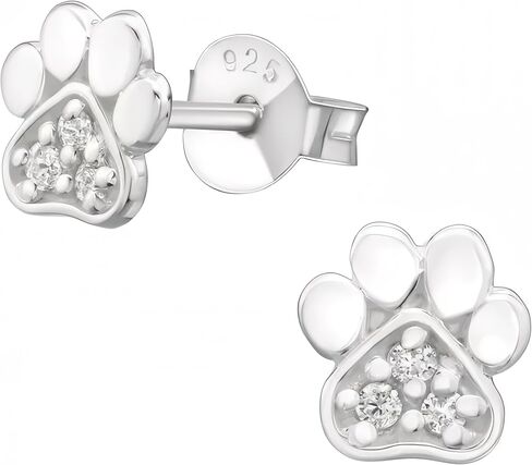 Paw-Print .925 Sterling-Silver Tiny Stud Earrings, Multiple Piercings, for Cartilage, Helix, 2nd Ear Piercing (Hypoallergenic) in Saudi Arabia