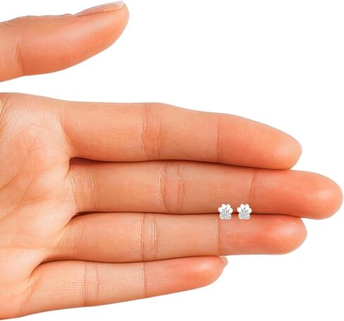 Paw-Print .925 Sterling-Silver Tiny Stud Earrings, Multiple Piercings, for Cartilage, Helix, 2nd Ear Piercing (Hypoallergenic) in Saudi Arabia