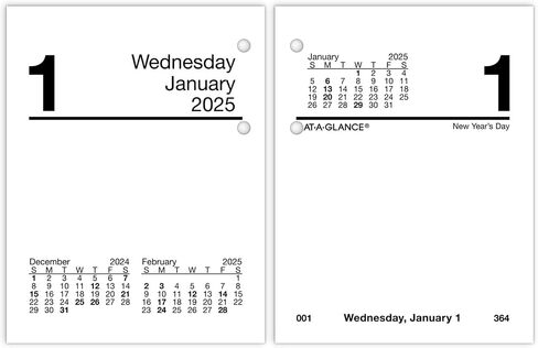 AT-A-GLANCE 2025 Desk Calendar Refill, Daily, 3" x 3-3/4", Mini, Loose-Leaf (E9195025) in Saudi Arabia