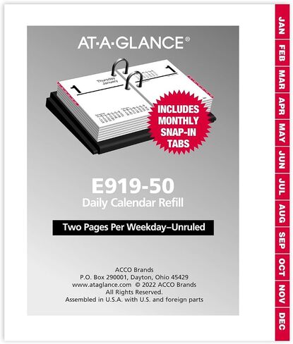 AT-A-GLANCE 2025 Desk Calendar Refill, Daily, 3" x 3-3/4", Mini, Loose-Leaf (E9195025) in Saudi Arabia
