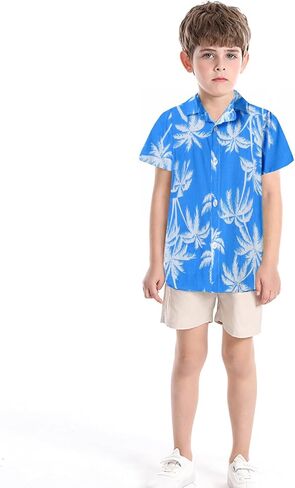 Father and Son Matching Hawaiian Shirt Summer Short Sleeve Family Beach Shirts Leaves Print Holiday Tops in Saudi Arabia