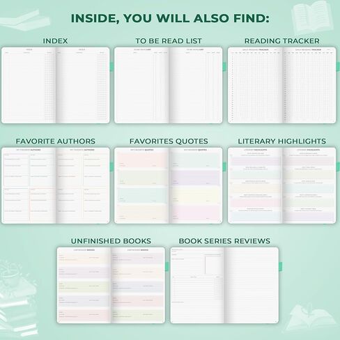 Clever Fox Reading Journal Premium – Review Log Notebook with Reading Tracker – Gifts & Accessories for Book Lovers, Adults & Kids (Mint Cream) in Saudi Arabia