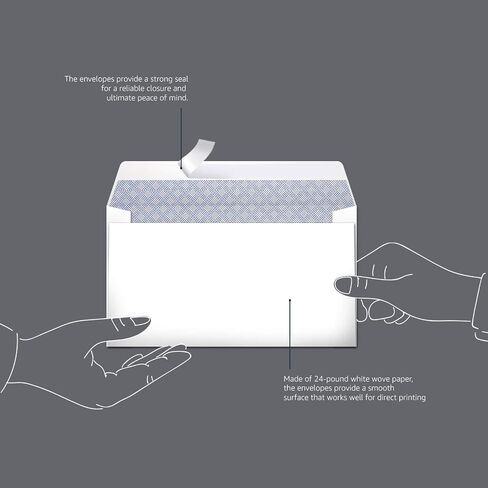 Amazon Basics 6 3/4 Security Tinted Envelopes with Peel and Seal, 100-Pack, White in Saudi Arabia
