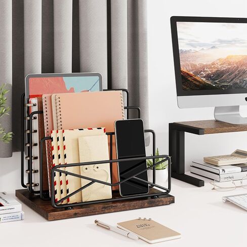 Desktop Mail Sorters Mail Organizer-with 2 Slot Matte Black Metal Desktop Mail Sorter Metal Storage File Holder Letter Sorter Organizer for Home or Office Desktop in Saudi Arabia