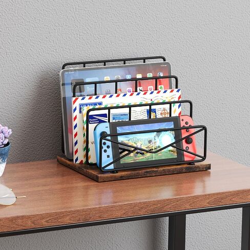 Desktop Mail Sorters Mail Organizer-with 2 Slot Matte Black Metal Desktop Mail Sorter Metal Storage File Holder Letter Sorter Organizer for Home or Office Desktop in Saudi Arabia