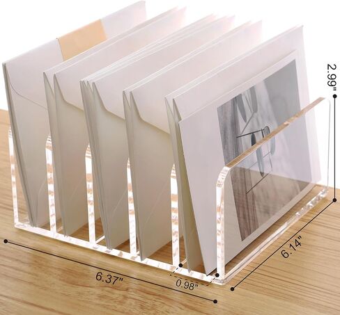 SANRUI Clear Desktop File Organizer, 5 Compartments Acrylic Office Document Sorter Mails Storage, Multifunction Letter Folder Racks Holders for Office,Home, School Desk Organization in Kuwait