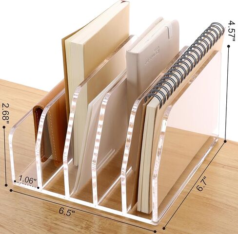 SANRUI Clear Desktop File Organizer, 5 Compartments Acrylic Office Document Sorter Mails Storage, Multifunction Letter Folder Racks Holders for Office,Home, School Desk Organization in Kuwait