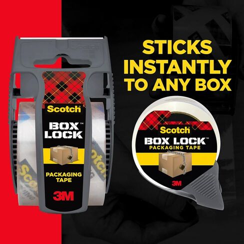 Scotch Box Lock Packaging Tape, 6 Rolls with Dispenser, 1.88 in x 800 in, Extreme Grip Packing, Shipping and Mailing Tape, Sticks Instantly to Any Box in Saudi Arabia