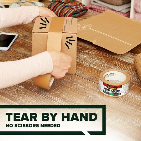Scotch Box Lock Packaging Tape, 6 Rolls with Dispenser, 1.88 in x 800 in, Extreme Grip Packing, Shipping and Mailing Tape, Sticks Instantly to Any Box in Saudi Arabia