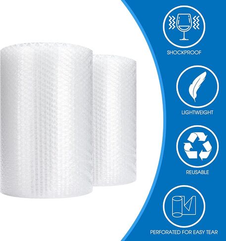 Bubble Cushioning Wrap Roll, Sumono 12 Inch x 72 Feet Total [2 Rolls of 36 Feet] Bubble Roll Perforated 12 Inch Included 20 Fragile Sticker Label in Saudi Arabia