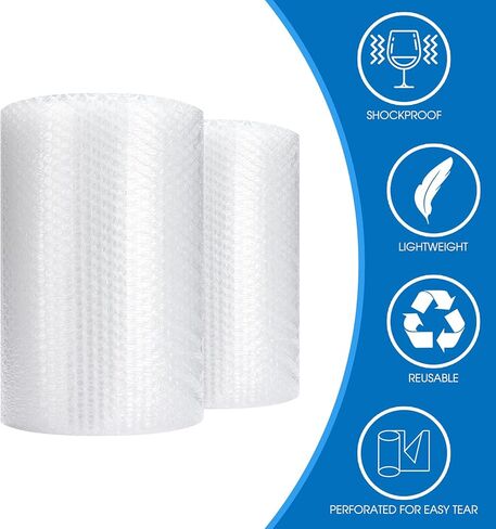 Bubble Cushioning Wrap Roll, Sumono 12 Inch x 72 Feet Total [2 Rolls of 36 Feet] Bubble Roll Perforated 12 Inch Included 20 Fragile Sticker Label in Saudi Arabia