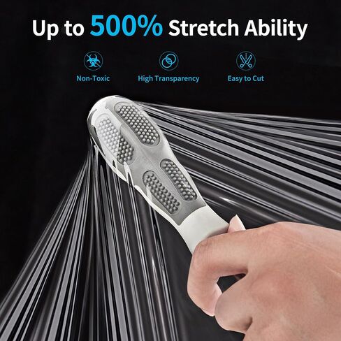 JARLINK Stretch Film, 15 Inch x 1000 Feet Shrink Wrap for Pallet Wrap, Industrial Strength Stretch Wrap with Handles, Moving Wrapping Plastic Roll, 60 Gauge, 2 Pack, Clear in Kuwait