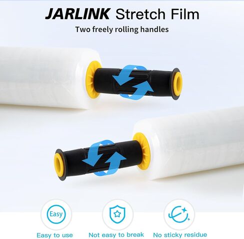 JARLINK Stretch Film, 15 Inch x 1000 Feet Shrink Wrap for Pallet Wrap, Industrial Strength Stretch Wrap with Handles, Moving Wrapping Plastic Roll, 60 Gauge, 2 Pack, Clear in Kuwait
