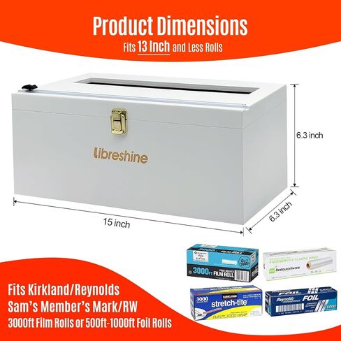 12 Inch Extra Large Foil and Plastic Wrap Organizer with Cutter, Holds 3000ft Film Rolls or 500ft-1000ft Foil Rolls, Restaurant Kitchen Foodservice Wrap Dispenser in Saudi Arabia