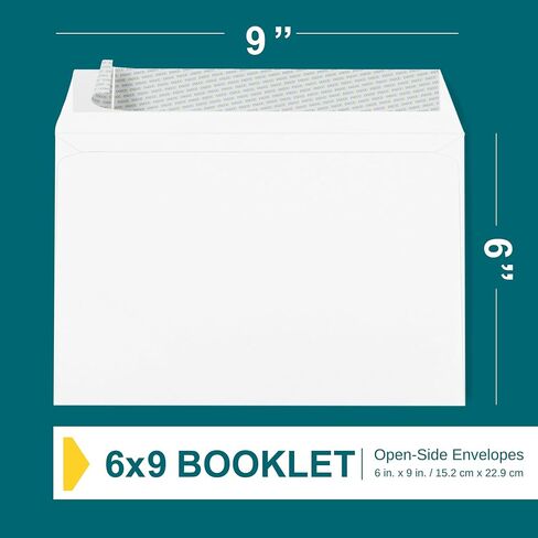 6x9 Booklet Envelopes - 250 pack - Mailing Envelopes Self Seal - White Letter Envelopes with Peel & Seal Closure - Open-Side 6x9 Envelopes - 28 lb Paper - Plain Envelopes for Business and Personal Use in Kuwait
