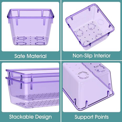 WOWBOX 25 PCS مجموعة منظمات درج بلاستيكية شفافة ، 4 أحجام منظمي مقسم الدرج المكتبي وصناديق التخزين للمكياج ، المجوهرات ، الأدوات للمطبخ ، غرفة نوم ، حمام ، مكتب in Kuwait