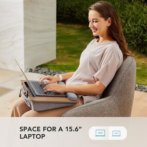 HUANUO Portable Lap Laptop Desk with Pillow Cushion, Fits up to 15.6 inch Laptop, with Anti-Slip Strip & Storage Function for Home Office Students Use as Computer Laptop Stand, Book Tablet in Kuwait