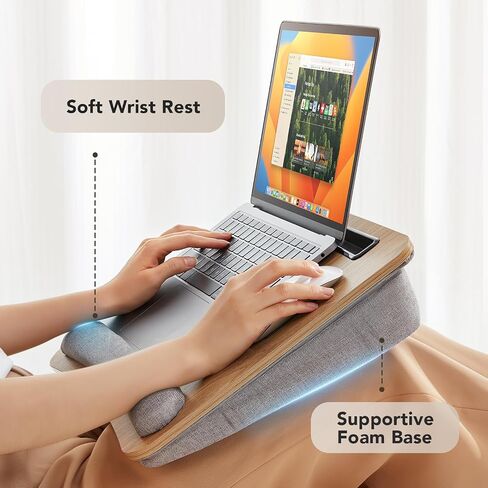 HUANUO Portable Lap Laptop Desk with Pillow Cushion, Fits up to 15.6 inch Laptop, with Anti-Slip Strip & Storage Function for Home Office Students Use as Computer Laptop Stand, Book Tablet in Kuwait