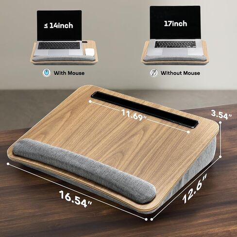HUANUO Portable Lap Laptop Desk with Pillow Cushion, Fits up to 15.6 inch Laptop, with Anti-Slip Strip & Storage Function for Home Office Students Use as Computer Laptop Stand, Book Tablet in Kuwait