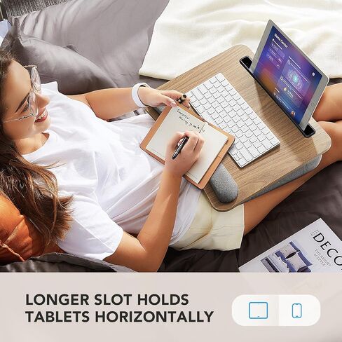 HUANUO Portable Lap Laptop Desk with Pillow Cushion, Fits up to 15.6 inch Laptop, with Anti-Slip Strip & Storage Function for Home Office Students Use as Computer Laptop Stand, Book Tablet in Kuwait