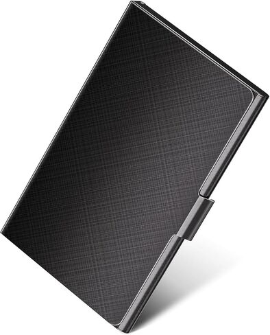 MaxGear Metal Business Card Holder for Men & Women, Professional Stainless Steel Card Case for Business Cards, Slim Purse Name Cards Holders Wallet with Interior Lining, Buckle Style Shut, Black in Saudi Arabia