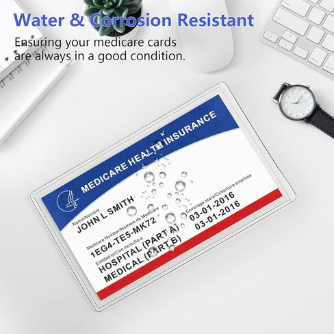 MaxGear New Medicare Card Holder Protector Sleeves, 12 Mil Clear PVC Water Resistant Medicare Card Protectors Sleeves for SSN, Credit and Business Cards, Social Security Cards Protector, 6 Pack in Kuwait