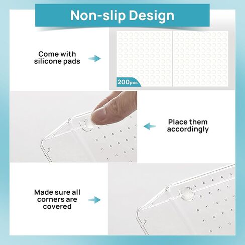 Vtopmart 44 PCS Clear Plastic Drawer Organizers Set, 4-Size Versatile Bathroom and Vanity Organizer Trays, Non-Slip Storage Containers for Makeup, Jewelries, Bedroom，Kitchen Utensils and Office in Kuwait