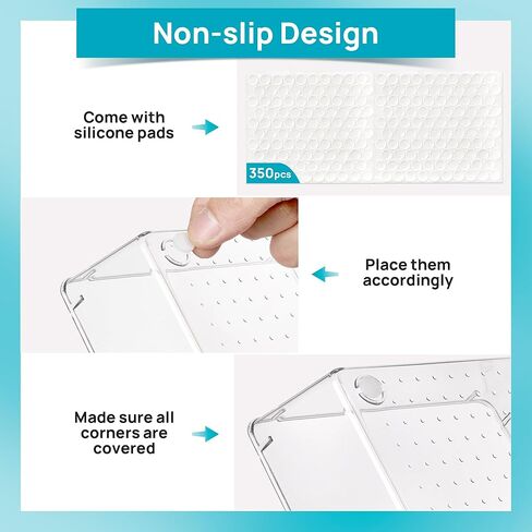 Vtopmart 72 PCS Clear Plastic Drawer Organizers Set, 4-Size Versatile Bathroom and Vanity Organizer Trays, Non-Slip Storage Containers for Makeup, Jewelries, Bedroom，Kitchen Utensils and Office in Saudi Arabia