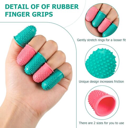 SATINIOR 20 Pieces Rubber Fingers Tip Fingers Covers Rubbe Finger Money Counting Collating Writing Sorting Protectors Hot Glue Wax Rosin Resin Collating Writing Task Scrap (5 Colors,Xs S M L XL) in Kuwait