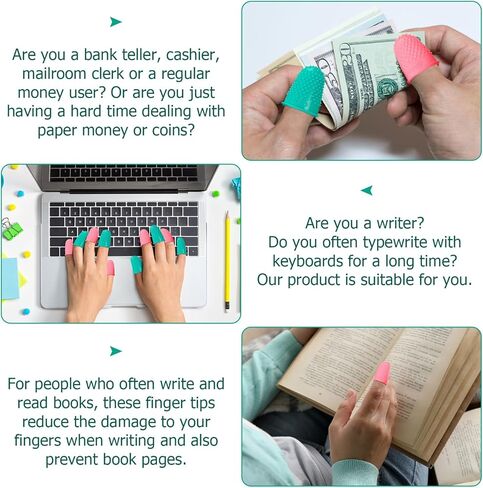 SATINIOR 20 Pieces Rubber Fingers Tip Fingers Covers Rubbe Finger Money Counting Collating Writing Sorting Protectors Hot Glue Wax Rosin Resin Collating Writing Task Scrap (5 Colors,Xs S M L XL) in Kuwait