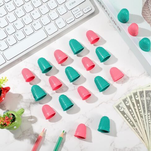 SATINIOR 20 Pieces Rubber Fingers Tip Fingers Covers Rubbe Finger Money Counting Collating Writing Sorting Protectors Hot Glue Wax Rosin Resin Collating Writing Task Scrap (5 Colors,Xs S M L XL) in Kuwait