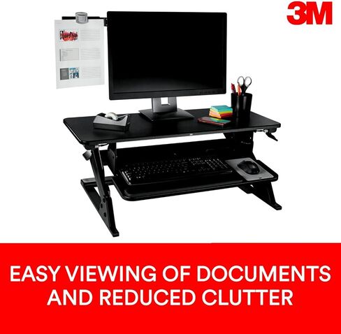 3M Monitor Mount Document Clip Copy Clip, Mounts Right or Left with Command™ Adhesive, Use on Monitors and Laptops for Easy Viewing and Reduced Clutter, Holds up to 30 Sheets, Black (DH240MB) in Saudi Arabia