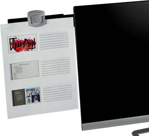 3M Monitor Mount Document Clip Copy Clip, Mounts Right or Left with Command™ Adhesive, Use on Monitors and Laptops for Easy Viewing and Reduced Clutter, Holds up to 30 Sheets, Black (DH240MB) in Saudi Arabia
