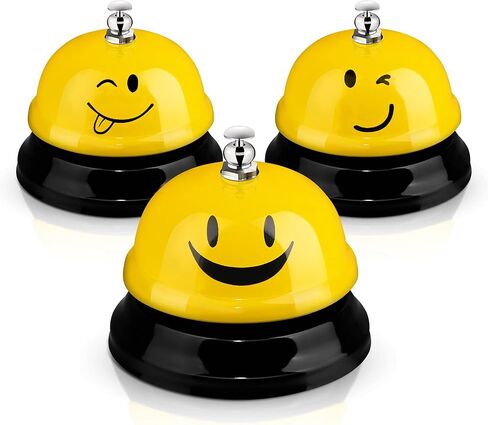 3 Pcs Desk Bell for Service Funny Front Desk Smile Face Metal Ringer Call Bell for Kitchen Hotel Restaurant Classroom(Smile Face,Red, Yellow, Blue) in Saudi Arabia
